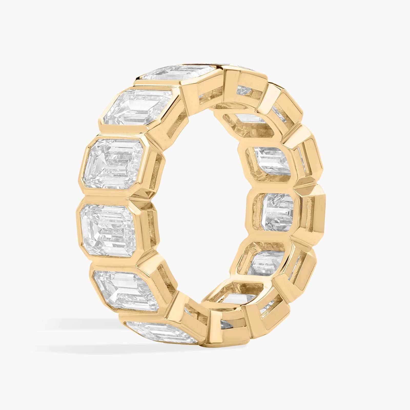 Bezel Eternity Ring With 9.5 CTW Emerald Cut Diamonds in 14K Yellow Gold (6.9mm)