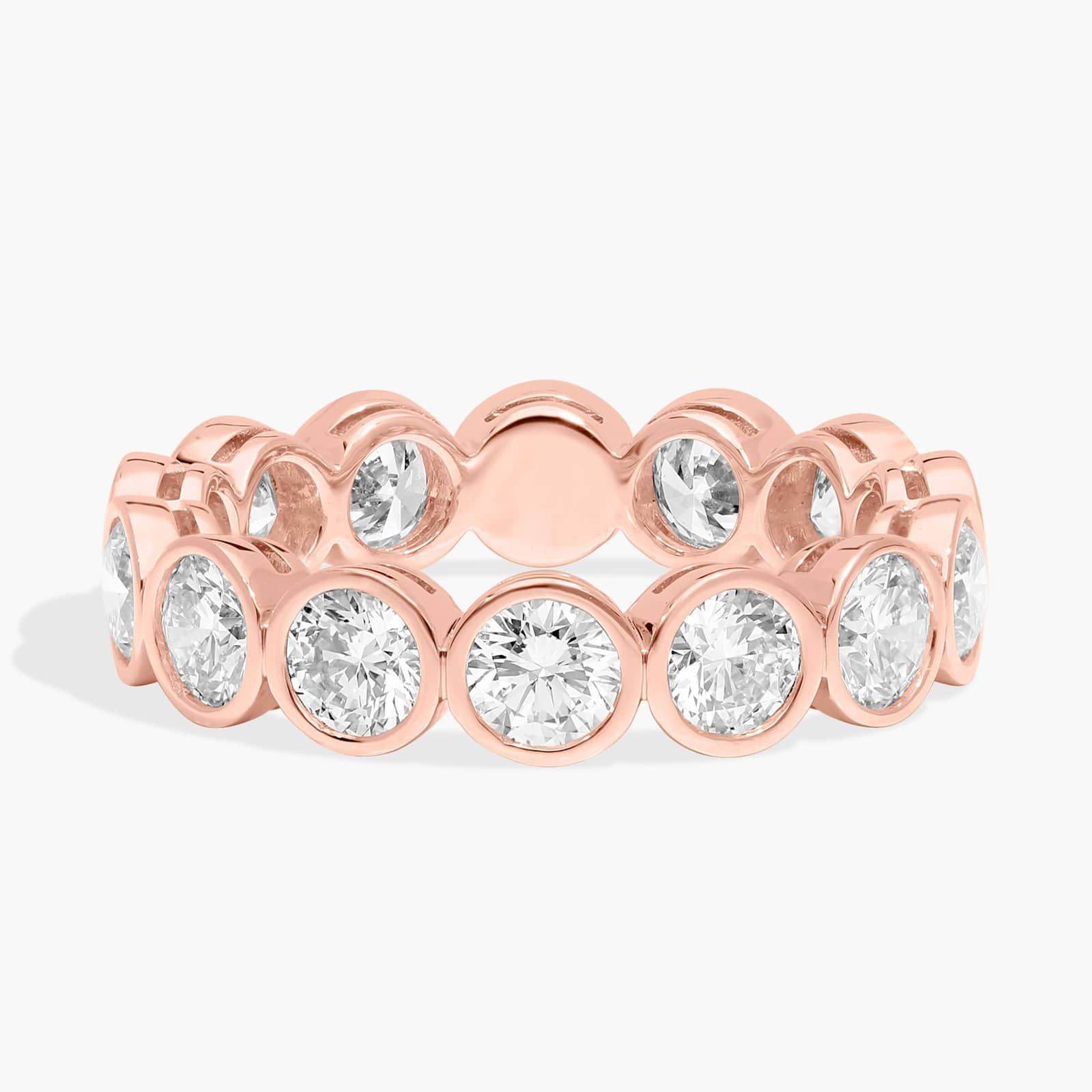 Bezel Eternity Ring With 3 CTW Round Cut Diamonds in 14K Rose Gold (4.4mm)