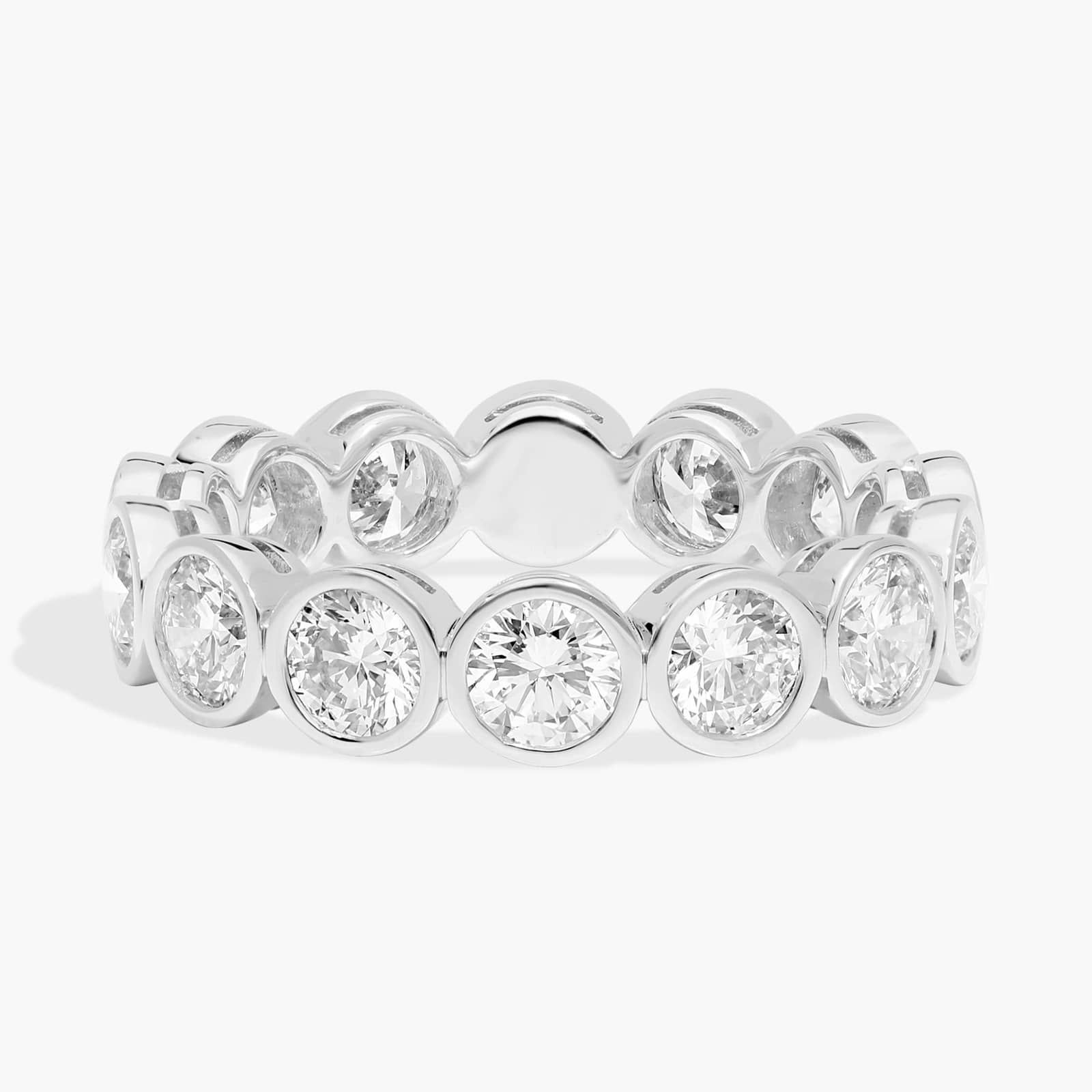 Bezel Eternity Ring With 3 CTW Round Cut Diamonds in 14K White Gold (4.4mm)