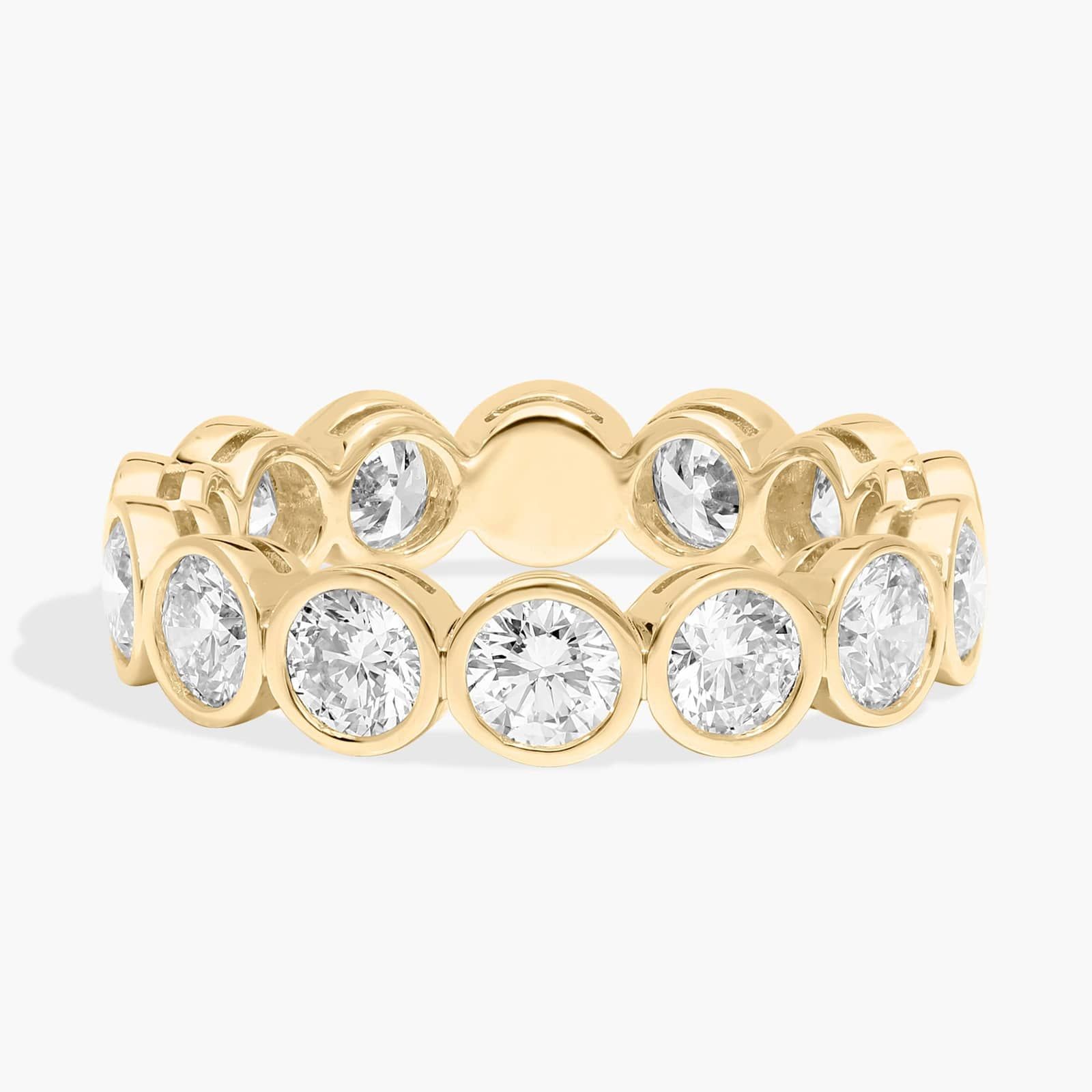 Bezel Eternity Ring With 3 CTW Round Cut Diamonds in 14K Yellow Gold (4.4mm)