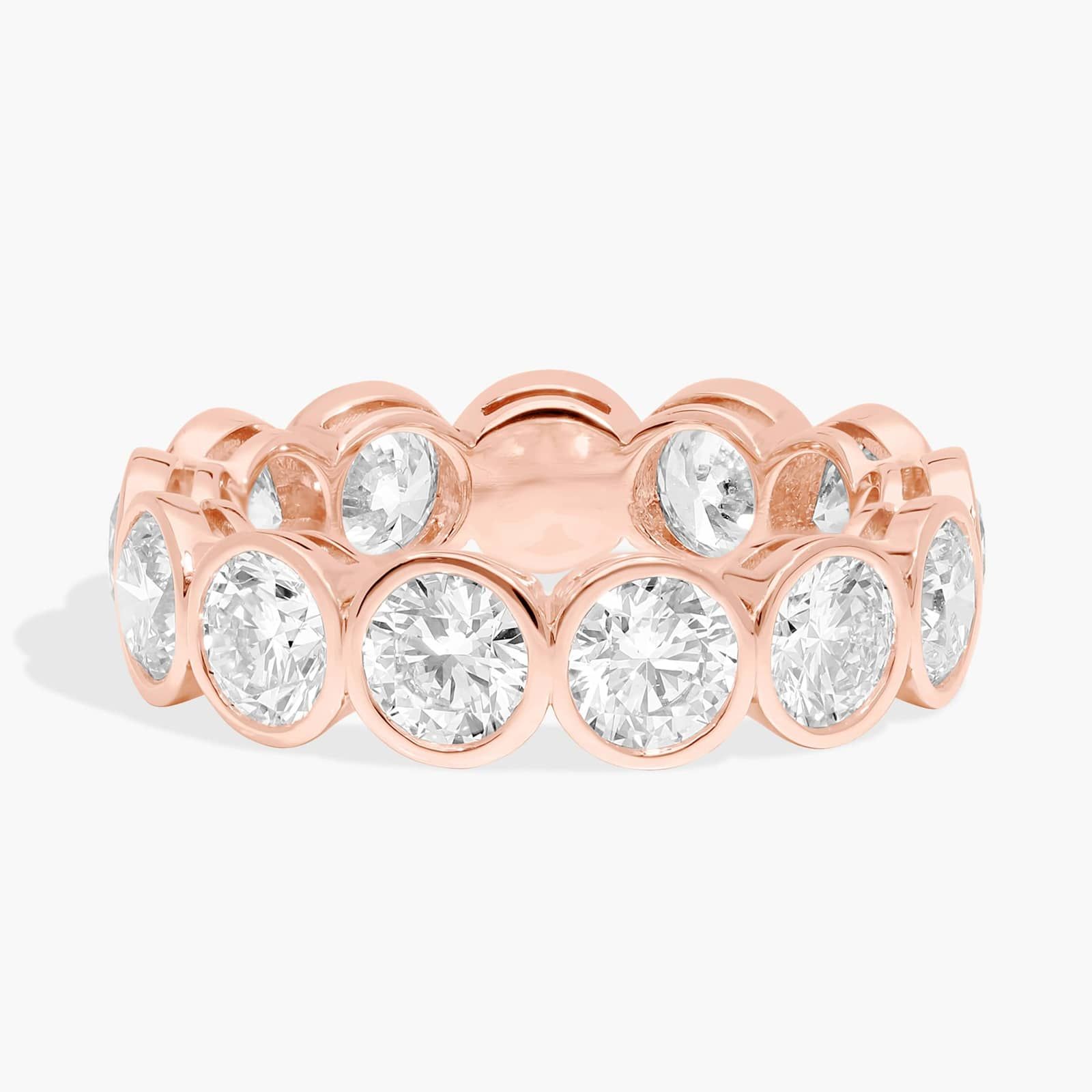 Bezel Eternity Ring With 4 CTW Round Cut Diamonds in 14K Rose Gold (5.1mm)