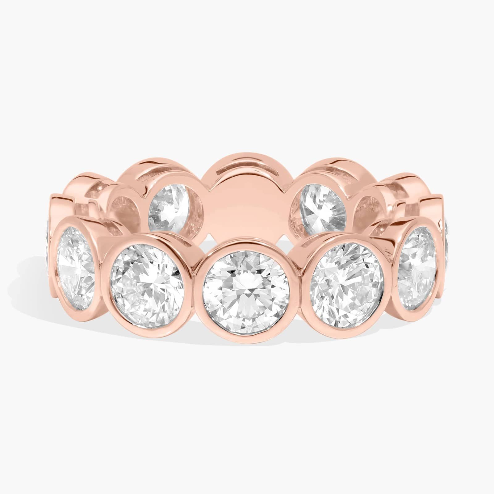 Bezel Eternity Ring With 5 CTW Round Cut Diamonds in 14K Rose Gold (5.6mm)