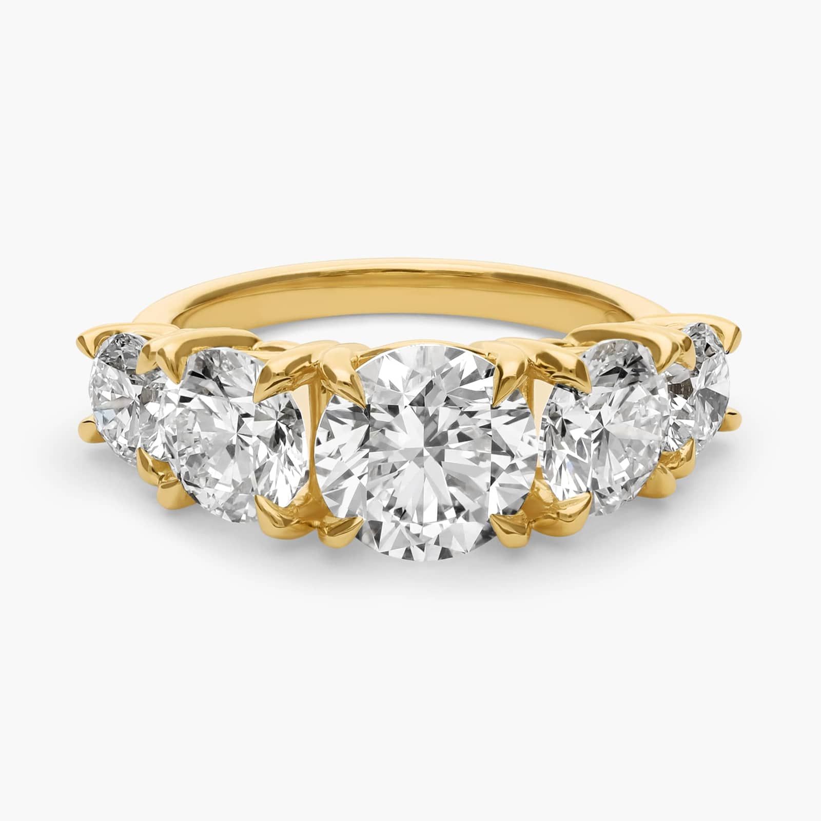 Five-Stone Graduated Round Lab Grown Diamond Anniversary Ring in 14K Yellow Gold (5 ct. tw.)
