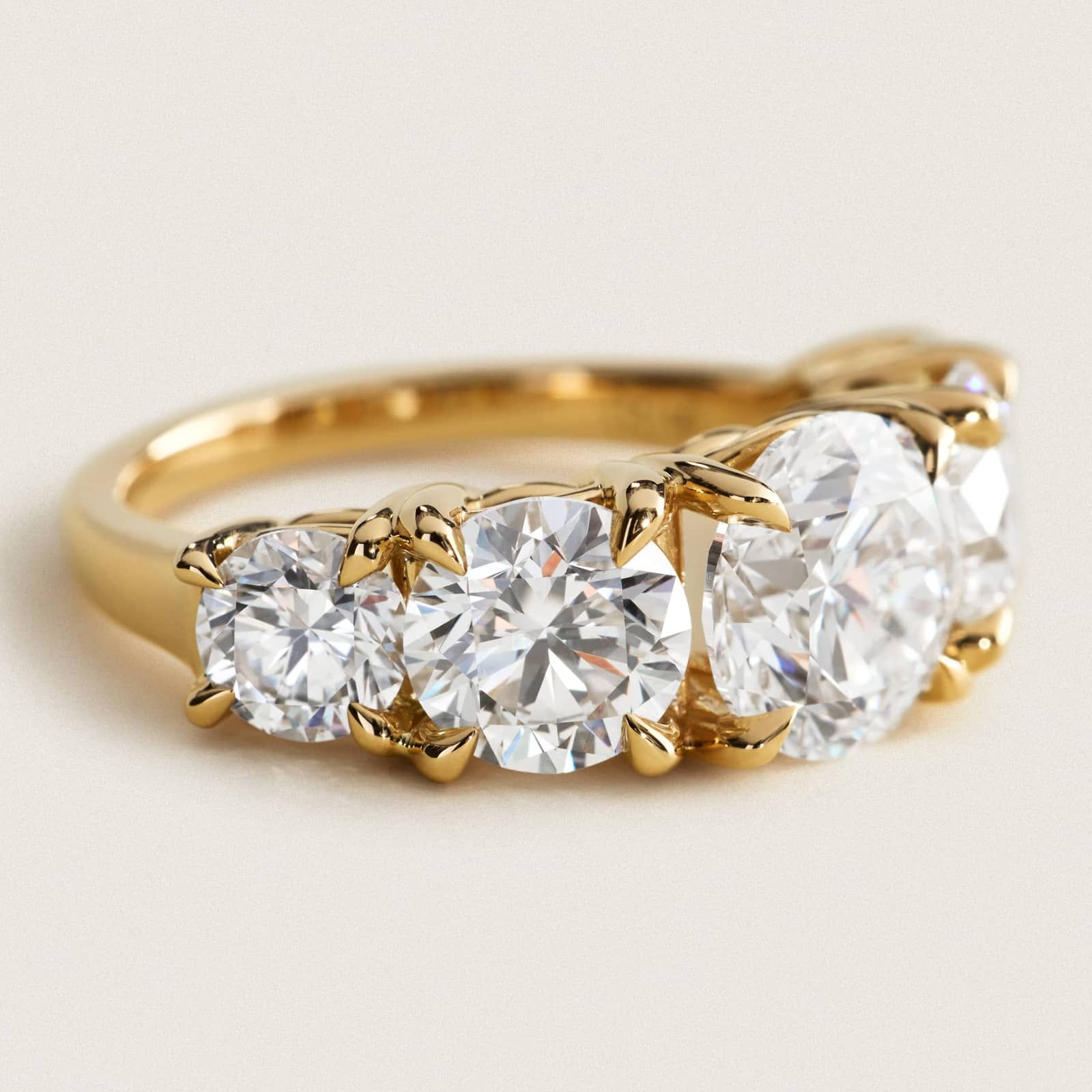 Five-Stone Graduated Round Lab Grown Diamond Anniversary Ring in 14K Yellow Gold (5 ct. tw.)