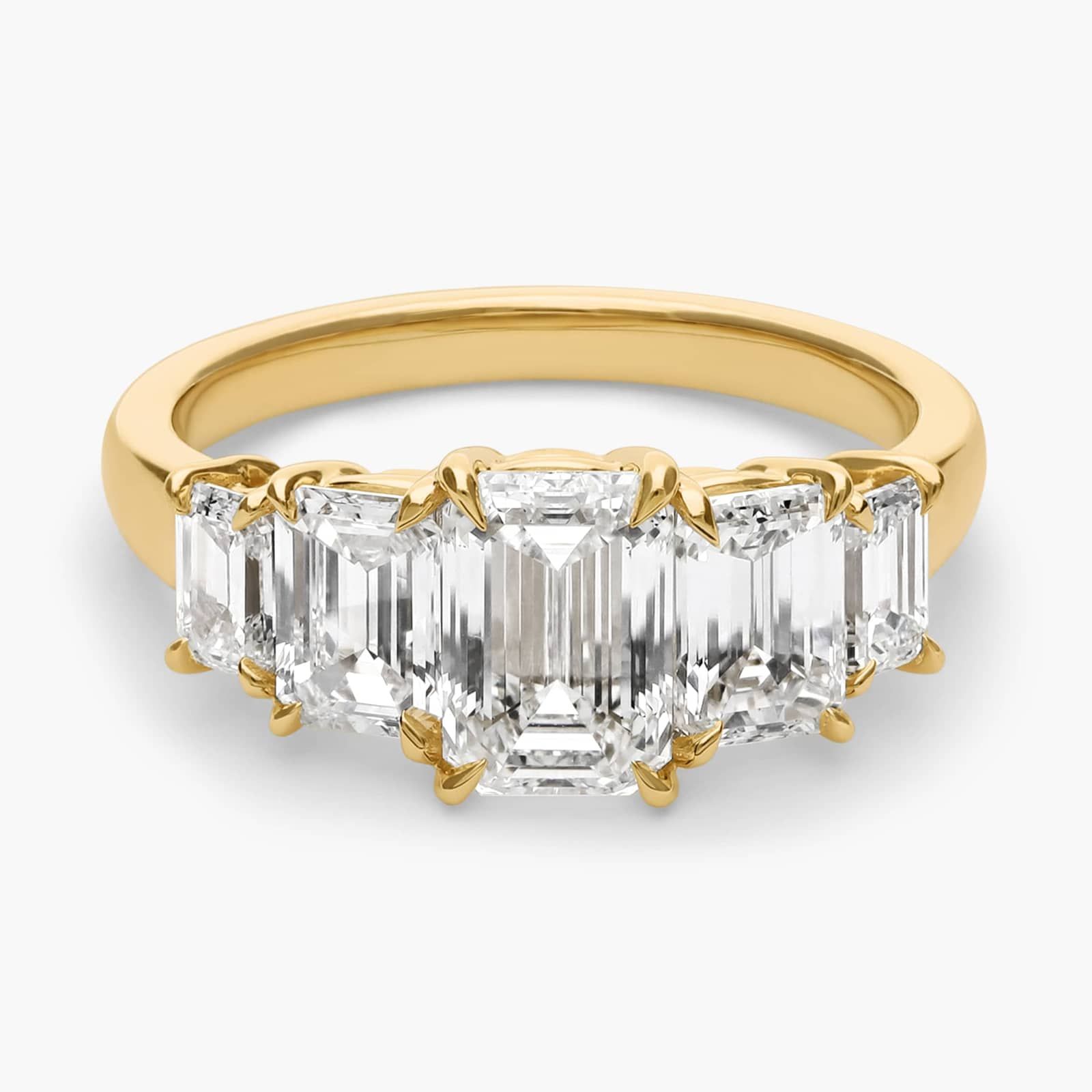 Five-Stone Graduated Emerald Diamond Anniversary Ring in 14K Yellow Gold (3 ct. tw.)