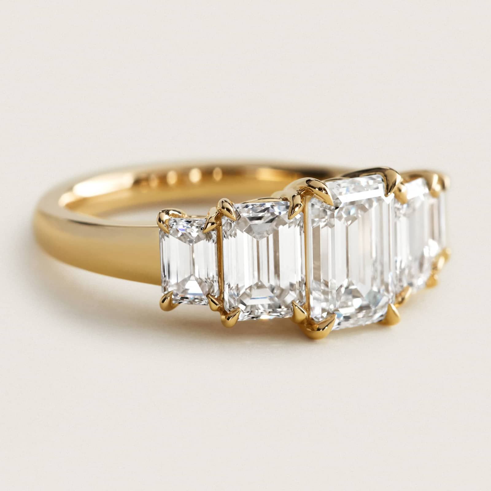 Five-Stone Graduated Emerald Diamond Anniversary Ring in 14K Yellow Gold (3 ct. tw.)