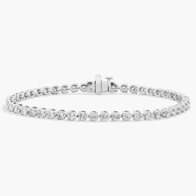 7 " Three Prong Lab Grown Diamond Tennis Bracelet In 14K White Gold (4 Ct. tw. - F-G / VS2-SI1)