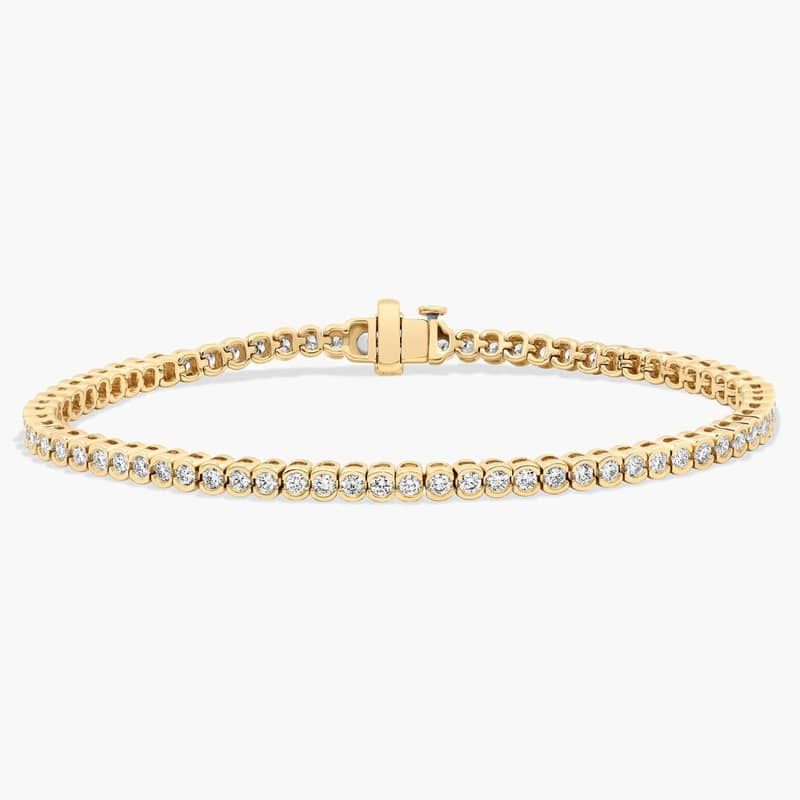 7 " Bezel Lab Grown Diamond Tennis Bracelet In 14K Yellow Gold (2 Ct. tw. - F-G / VS2-SI1)