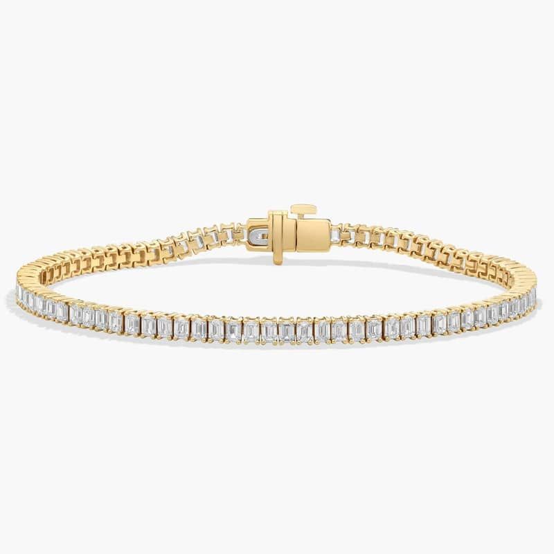 7 " Emerald Cut Lab Grown Diamond Tennis Bracelet In 14K Yellow Gold (5 Ct. tw. - F-G / VS2-SI1)