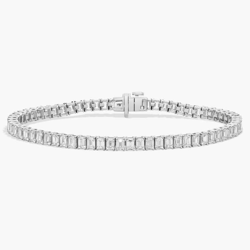 7 " Emerald Cut Lab Grown Diamond Tennis Bracelet In 14K White Gold (8 Ct. tw. - F-G / VS2-SI1)