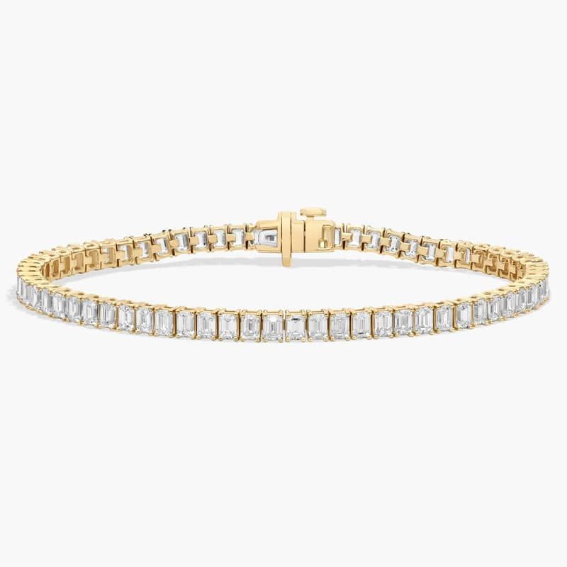 7 " Emerald Cut Lab Grown Diamond Tennis Bracelet In 14K Yellow Gold (8 Ct. tw. - F-G / VS2-SI1)