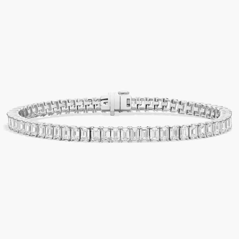 7 " Emerald Cut Lab Grown Diamond Tennis Bracelet In 14K White Gold (10 Ct. tw. - F-G / VS2-SI1)