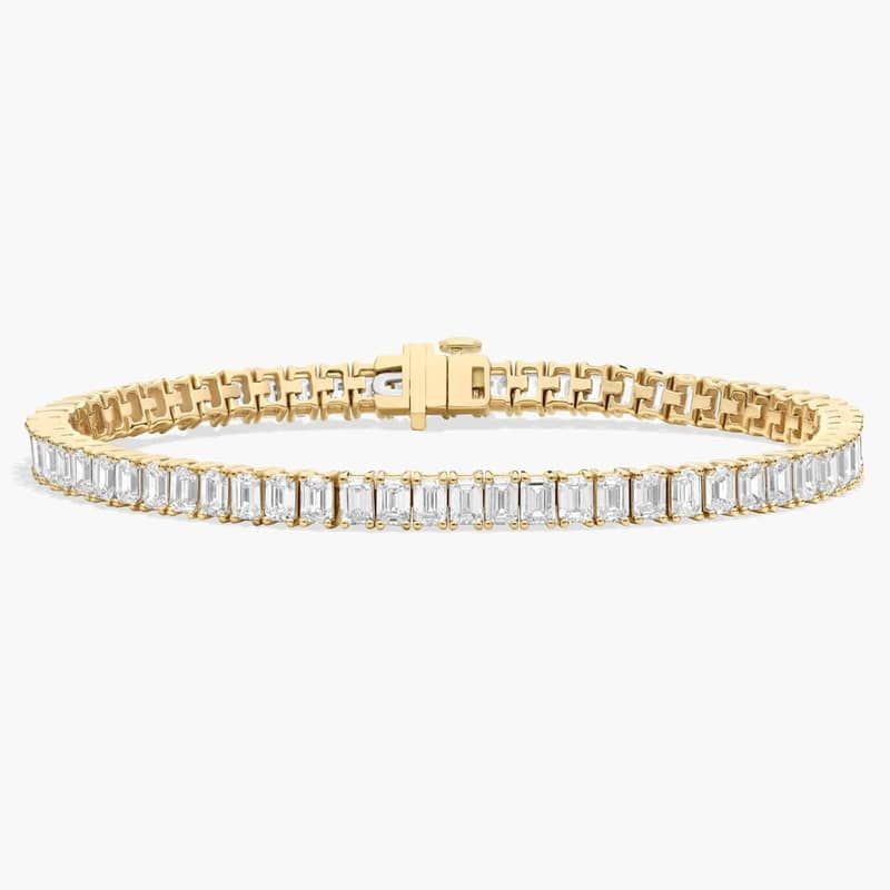 7 " Emerald Cut Lab Grown Diamond Tennis Bracelet In 14K Yellow Gold (10 Ct. tw. - F-G / VS2-SI1)
