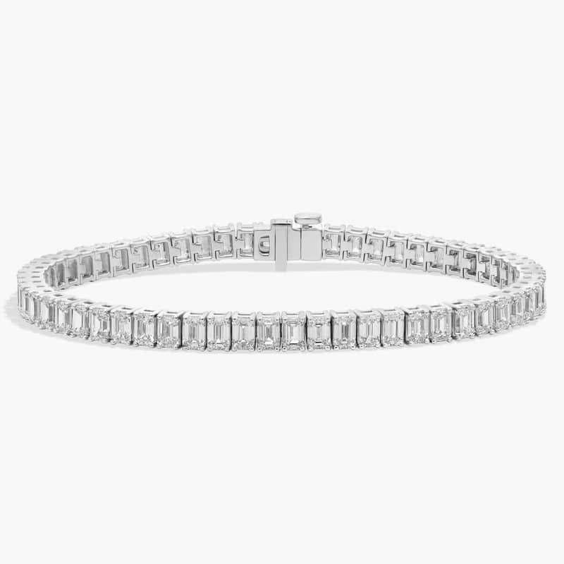 7 " Emerald Cut Lab Grown Diamond Tennis Bracelet In 14K White Gold (12 Ct. tw. - F-G / VS2-SI1)