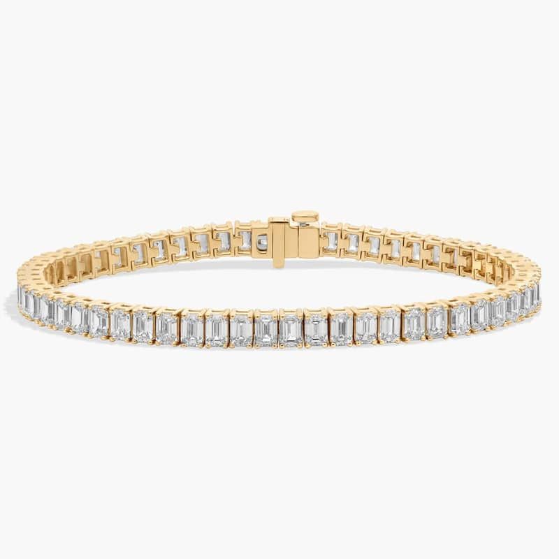 7 " Emerald Cut Lab Grown Diamond Tennis Bracelet In 14K Yellow Gold (12 Ct. tw. - F-G / VS2-SI1)
