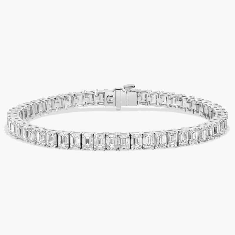 7 " Emerald Cut Lab Grown Diamond Tennis Bracelet In 14K White Gold (15 Ct. tw. - F-G / VS2-SI1)