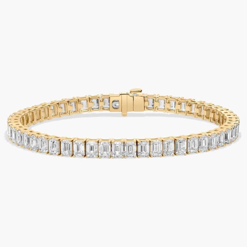 7 " Emerald Cut Lab Grown Diamond Tennis Bracelet In 14K Yellow Gold (15 Ct. tw. - F-G / VS2-SI1)