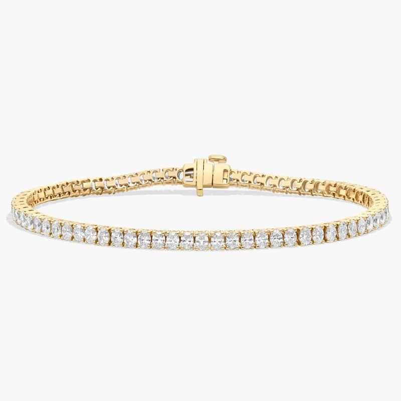 7 " Oval Cut Lab Grown Diamond Tennis Bracelet In 14K Yellow Gold (5 Ct. tw. - F-G / VS2-SI1)
