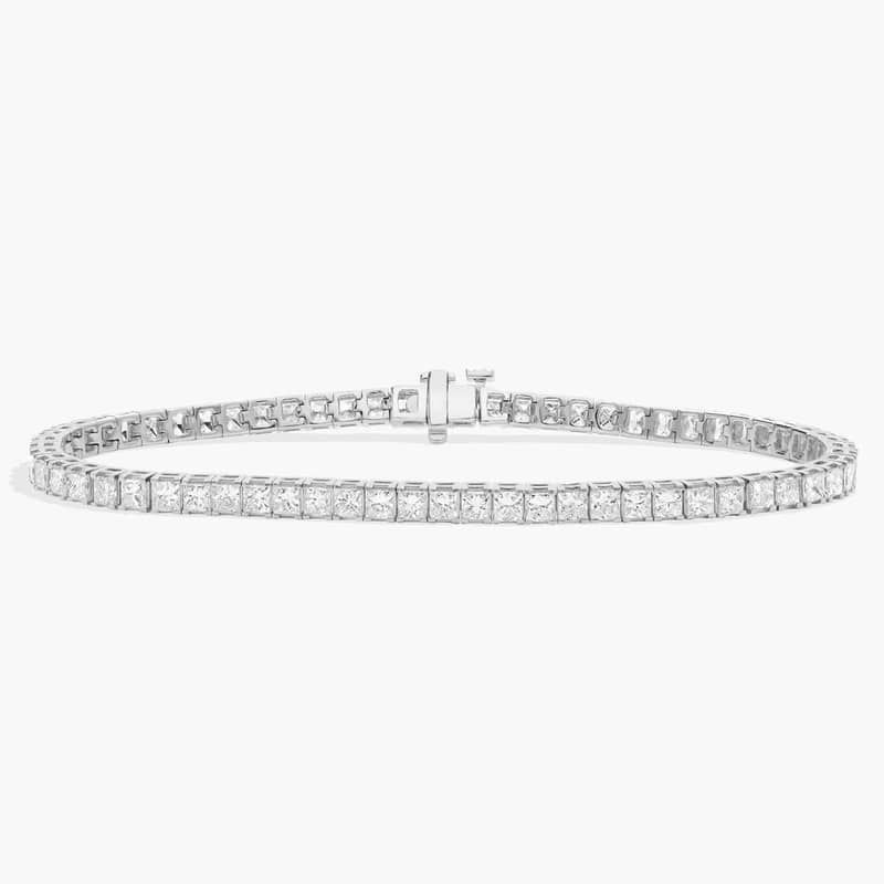 7 " Princess Cut Lab Grown Diamond Tennis Bracelet In 14K White Gold (6 1/2 Ct. tw. - F-G / VS2-SI1)