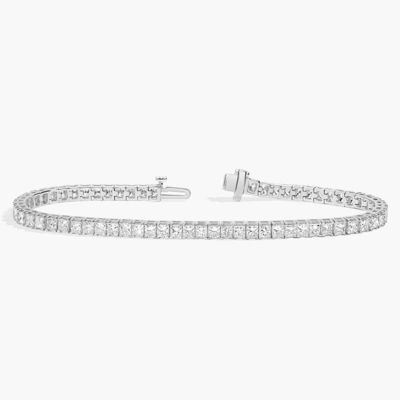 7 " Princess Cut Lab Grown Diamond Tennis Bracelet In 14K White Gold (6 1/2 Ct. tw. - F-G / VS2-SI1)