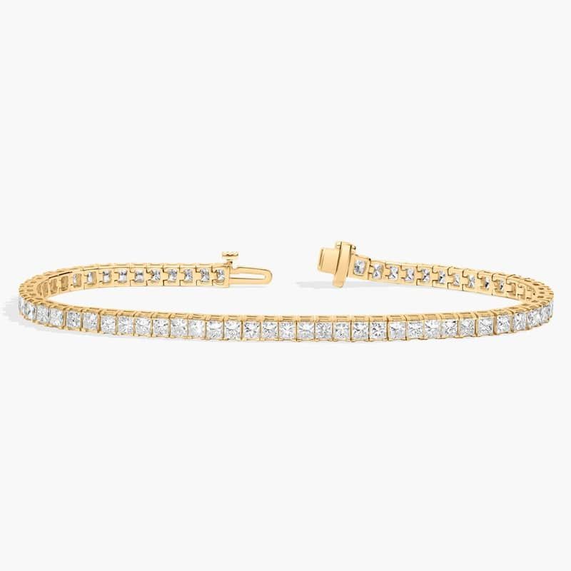 7 " Princess Cut Lab Grown Diamond Tennis Bracelet In 14K Yellow Gold (6 1/2 Ct. tw. - F-G / VS2-SI1)