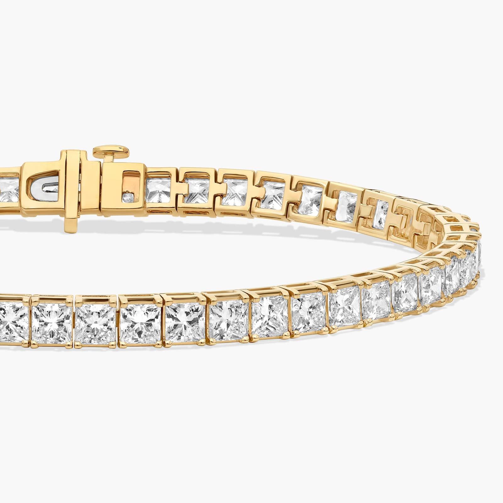 7 " Princess Cut Diamond Tennis Bracelet In 14K Yellow Gold (10 Ct. tw