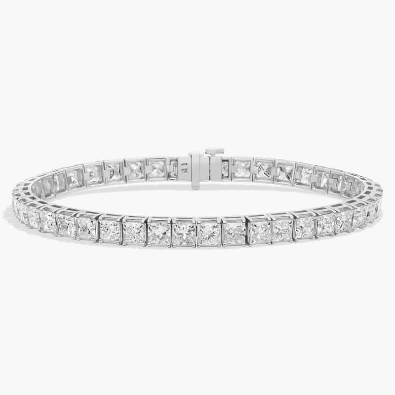 7 " Princess Cut Lab Grown Diamond Tennis Bracelet In 14K White Gold (15 Ct. tw. - F-G / VS2-SI1)