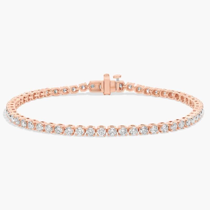 8 " Four Prong Diamond Tennis Bracelet In 14K Rose Gold (5 Ct. - H-I / SI1-SI2)