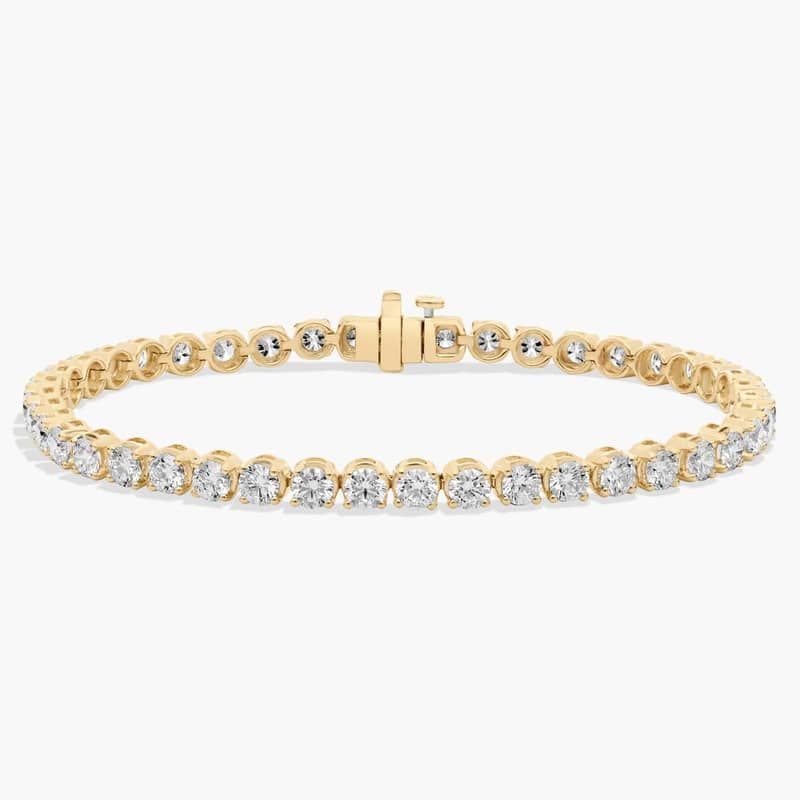 8 " Four Prong Lab-Grown Diamond Tennis Bracelet In 14K Yellow Gold (10 Ct. - F-G / VS2-SI1)