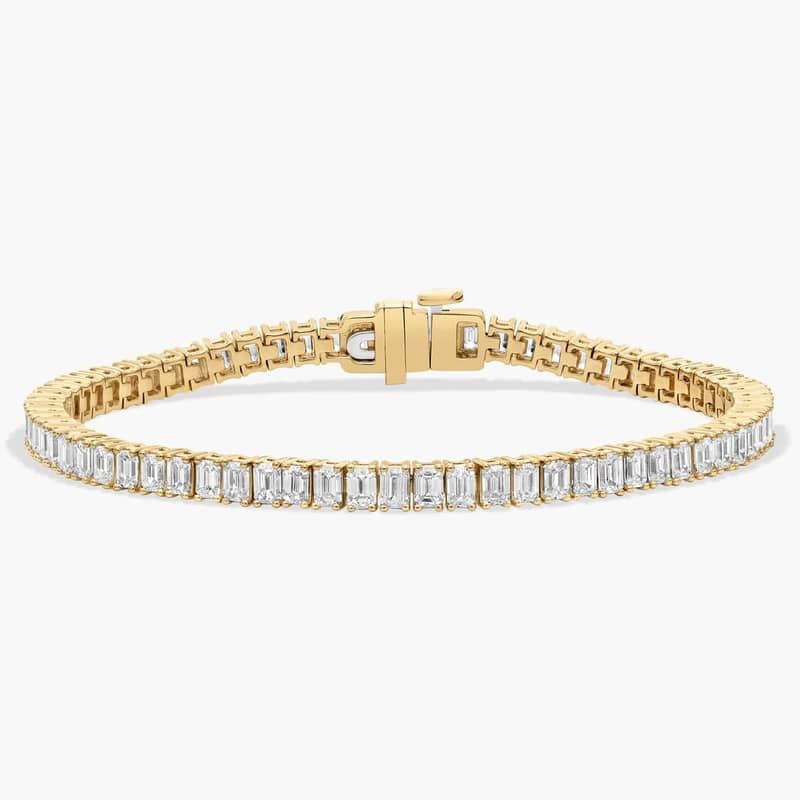 6 " Emerald Cut Lab-Grown Diamond Tennis Bracelet In 14K Yellow Gold (5 Ct. tw. - F-G / VS2-SI1)