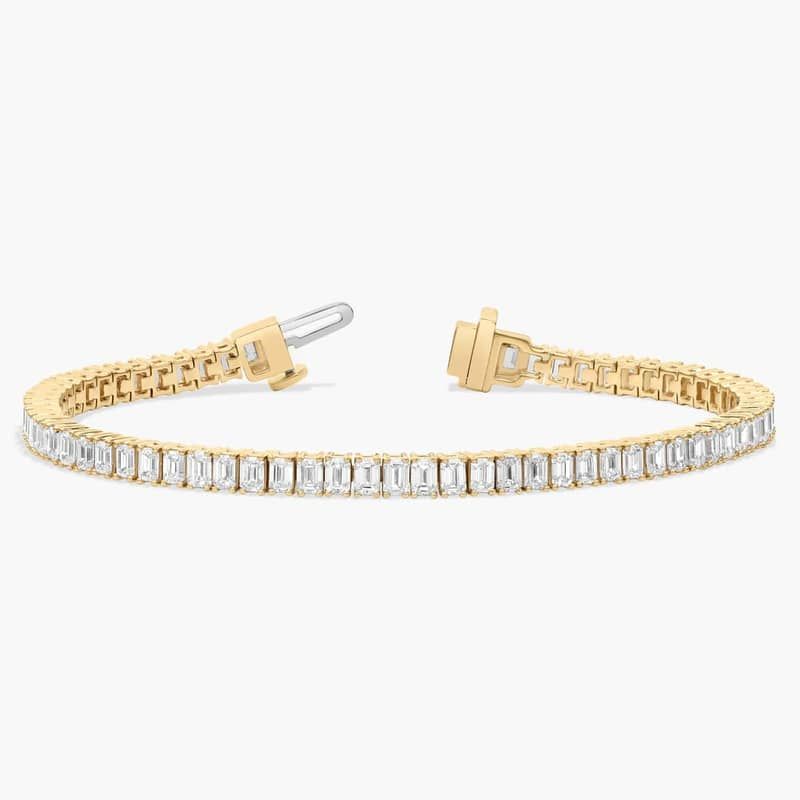 6 " Emerald Cut Lab-Grown Diamond Tennis Bracelet In 14K Yellow Gold (5 Ct. tw. - F-G / VS2-SI1)