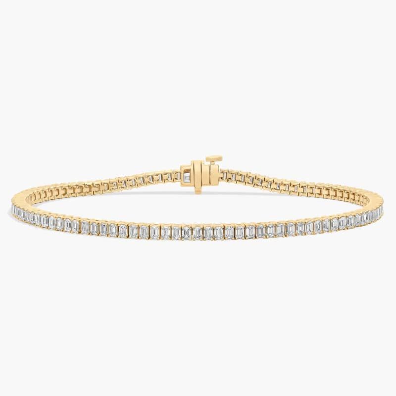 8 " Emerald Cut Lab-Grown Diamond Tennis Bracelet In 14K Yellow Gold (5 Ct. tw. - F-G / VS2-SI1)