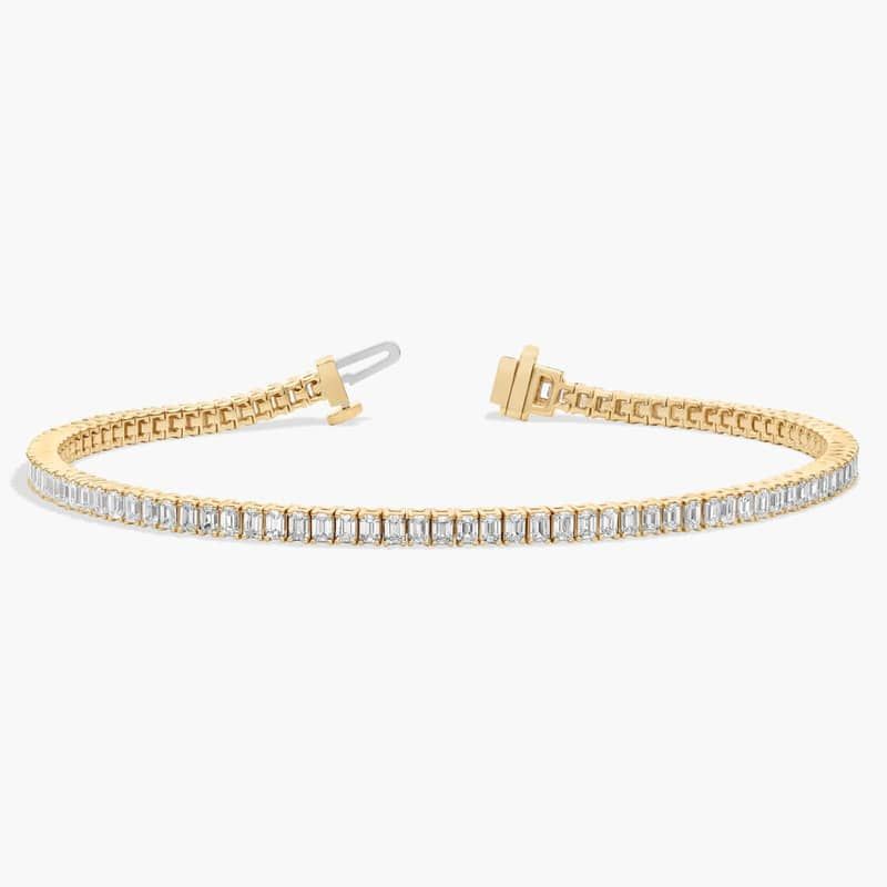 8 " Emerald Cut Lab-Grown Diamond Tennis Bracelet In 14K Yellow Gold (5 Ct. tw. - F-G / VS2-SI1)