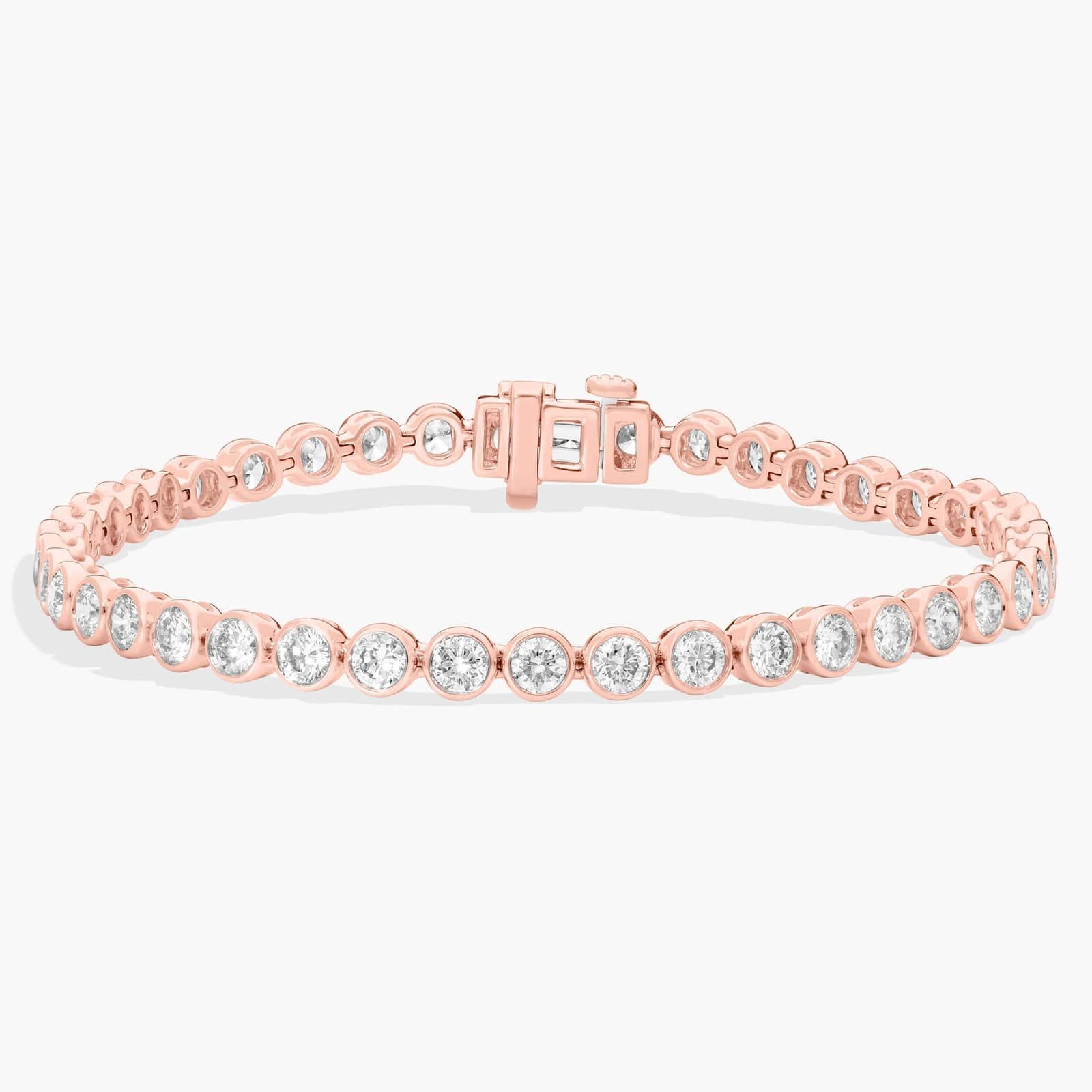 Bezel Tennis Bracelet With 5 CTW Round Diamonds in 14K Rose Gold