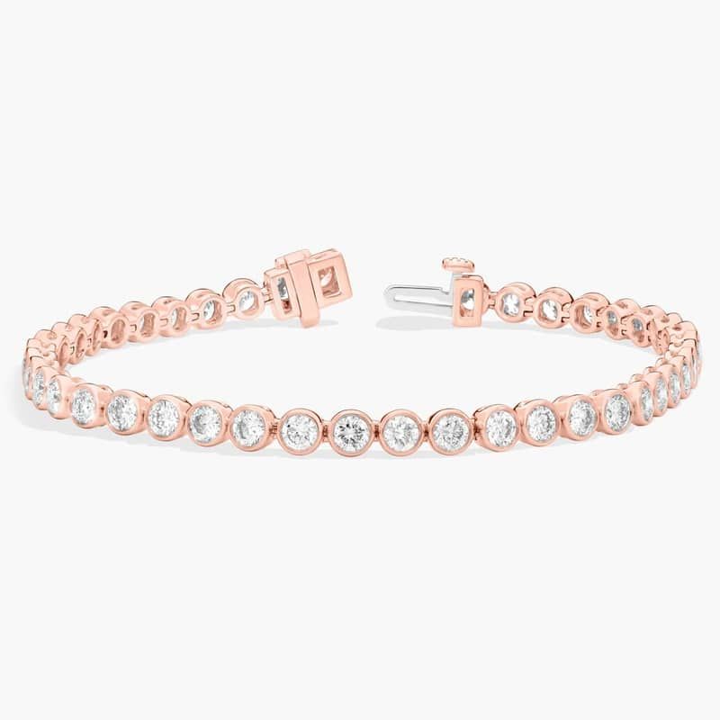 Bezel Tennis Bracelet With 5 CTW Round Diamonds in 14K Rose Gold