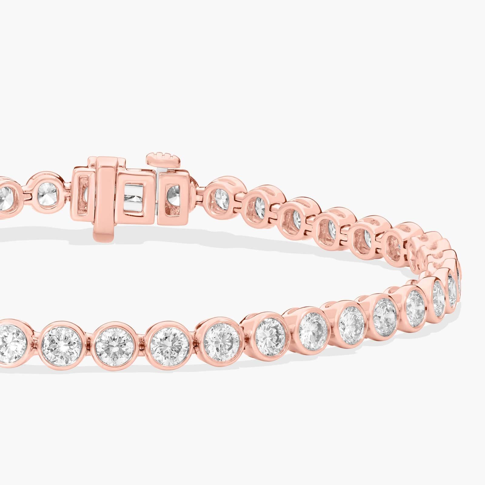 Bezel Tennis Bracelet With 5 CTW Round Diamonds in 14K Rose Gold