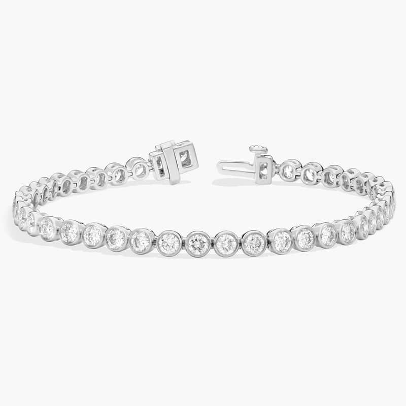 Bezel Tennis Bracelet With 5 CTW Round Lab-Grown Diamonds in 14K White Gold