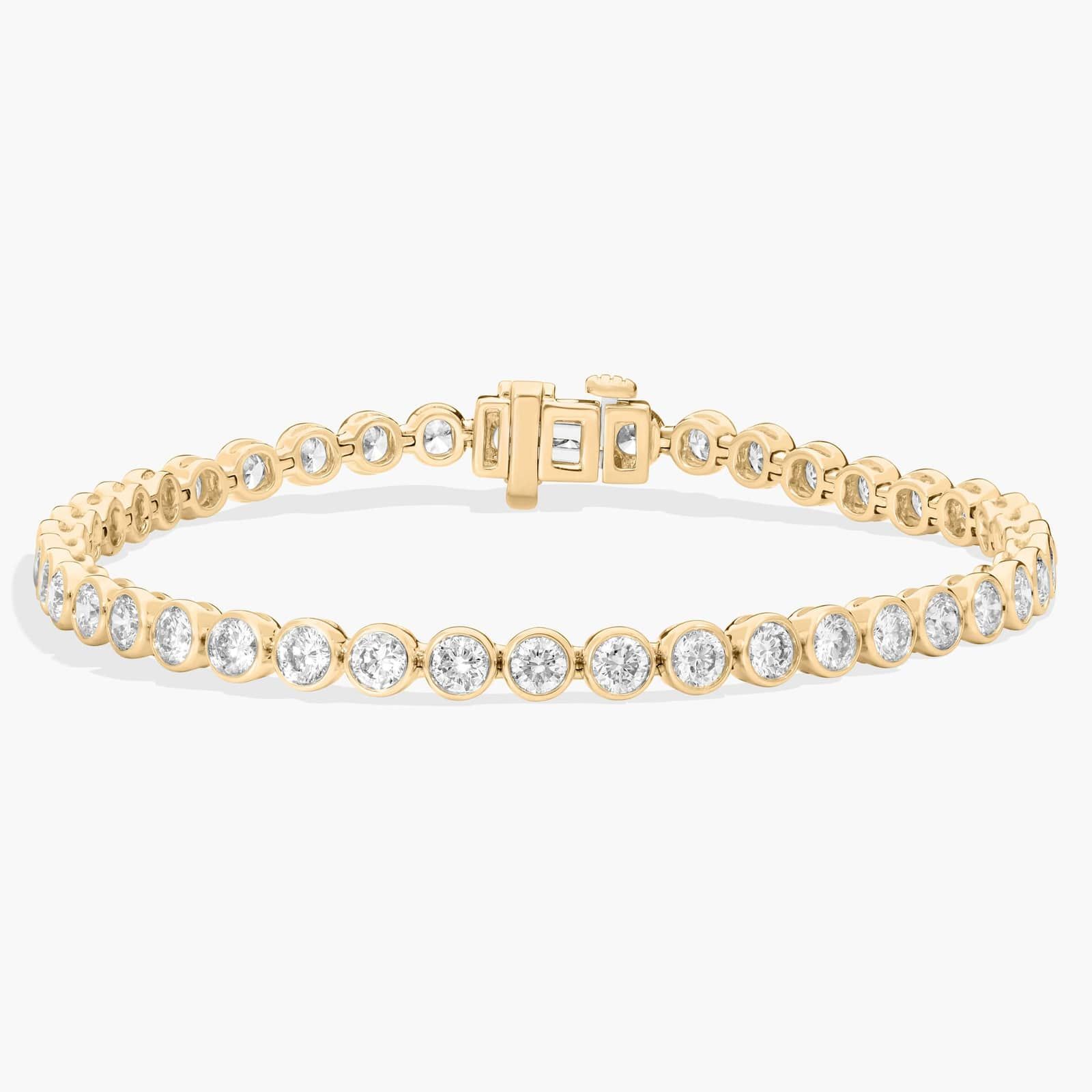 Bezel Tennis Bracelet With 5 CTW Round Lab-Grown Diamonds in 14K Yellow Gold
