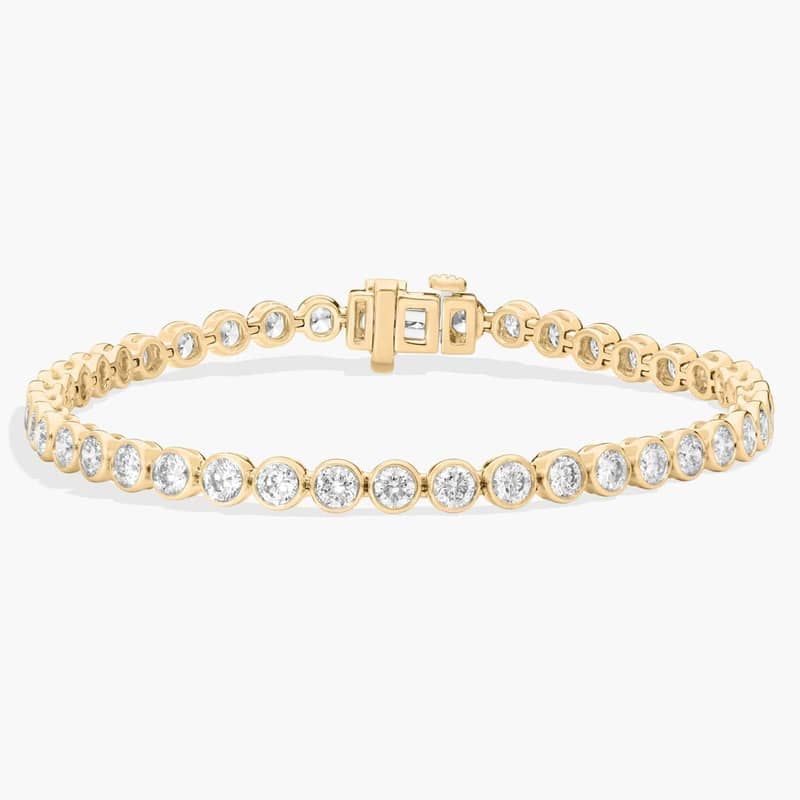 Bezel Tennis Bracelet With 5 CTW Round Lab-Grown Diamonds in 14K Yellow Gold