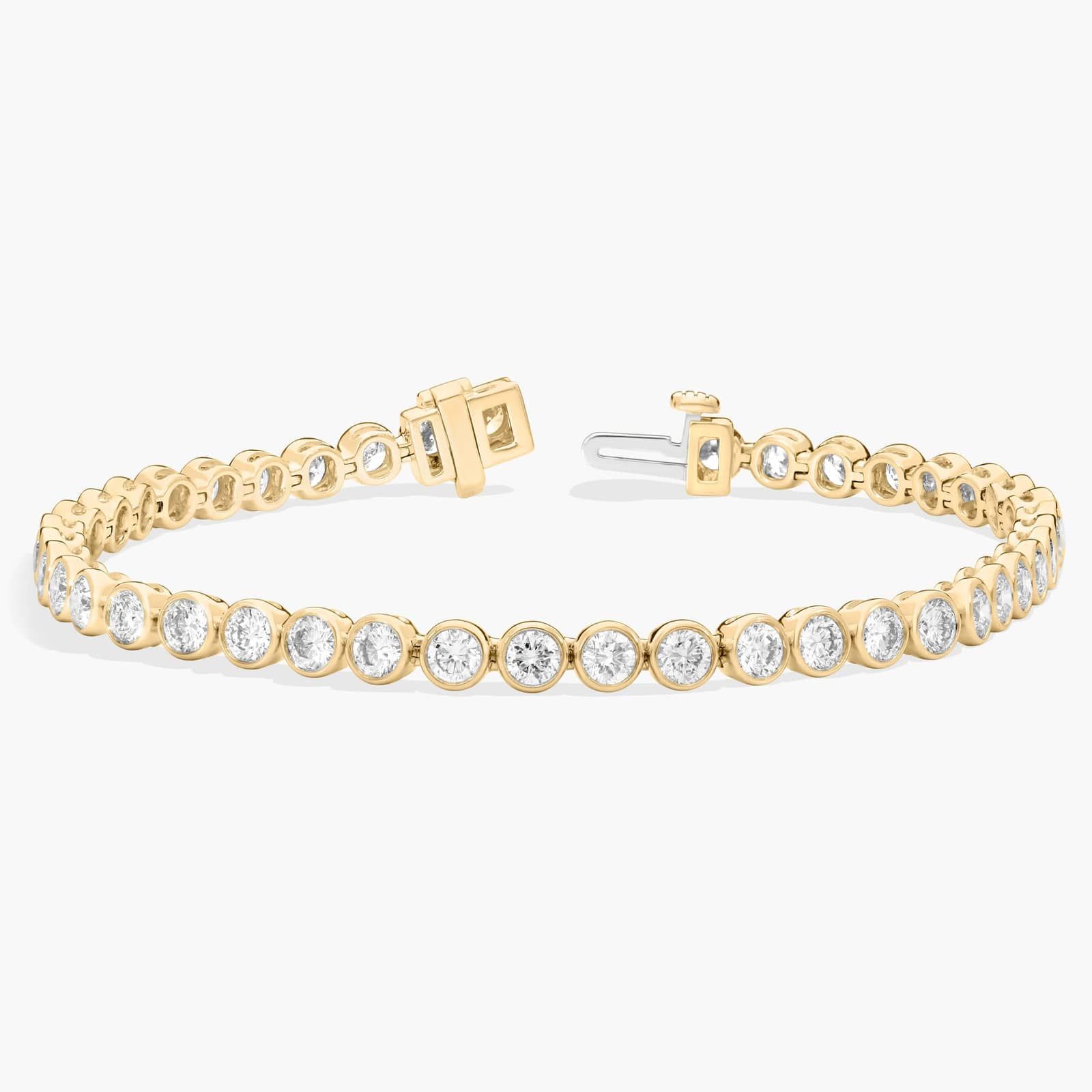Bezel Tennis Bracelet With 5 CTW Round Lab-Grown Diamonds in 14K Yellow Gold