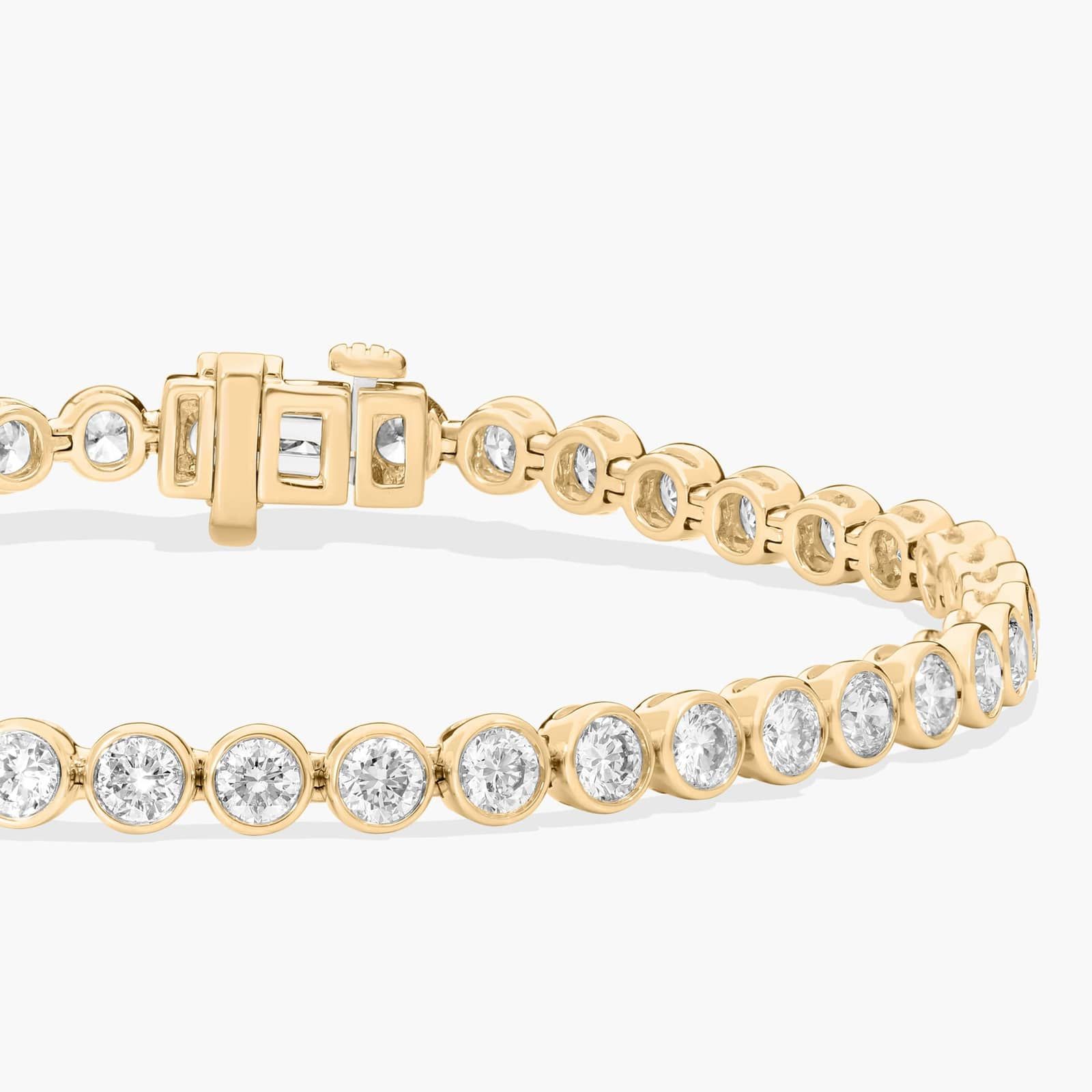 Bezel Tennis Bracelet With 5 CTW Round Lab-Grown Diamonds in 14K Yellow Gold