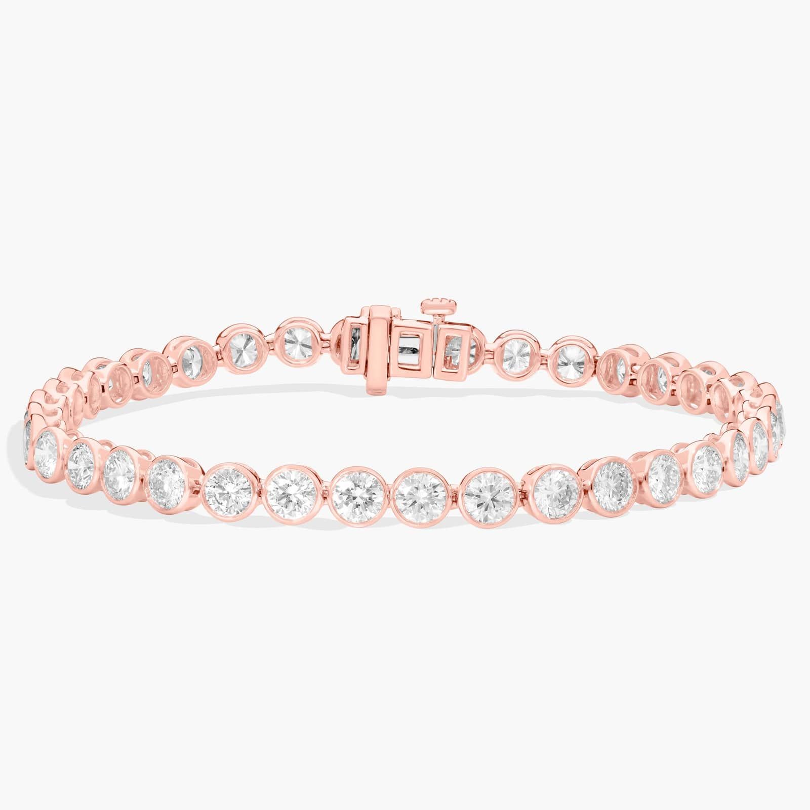 Bezel Tennis Bracelet With 8 CTW Round Diamonds in 14K Rose Gold