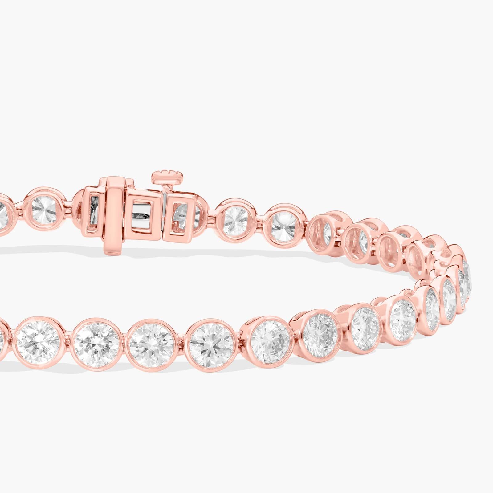 Bezel Tennis Bracelet With 8 CTW Round Diamonds in 14K Rose Gold