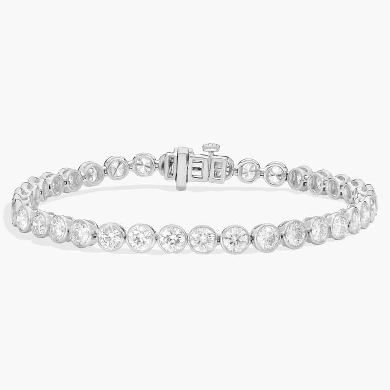Bezel Tennis Bracelet With 8 CTW Round Diamonds in Platinum