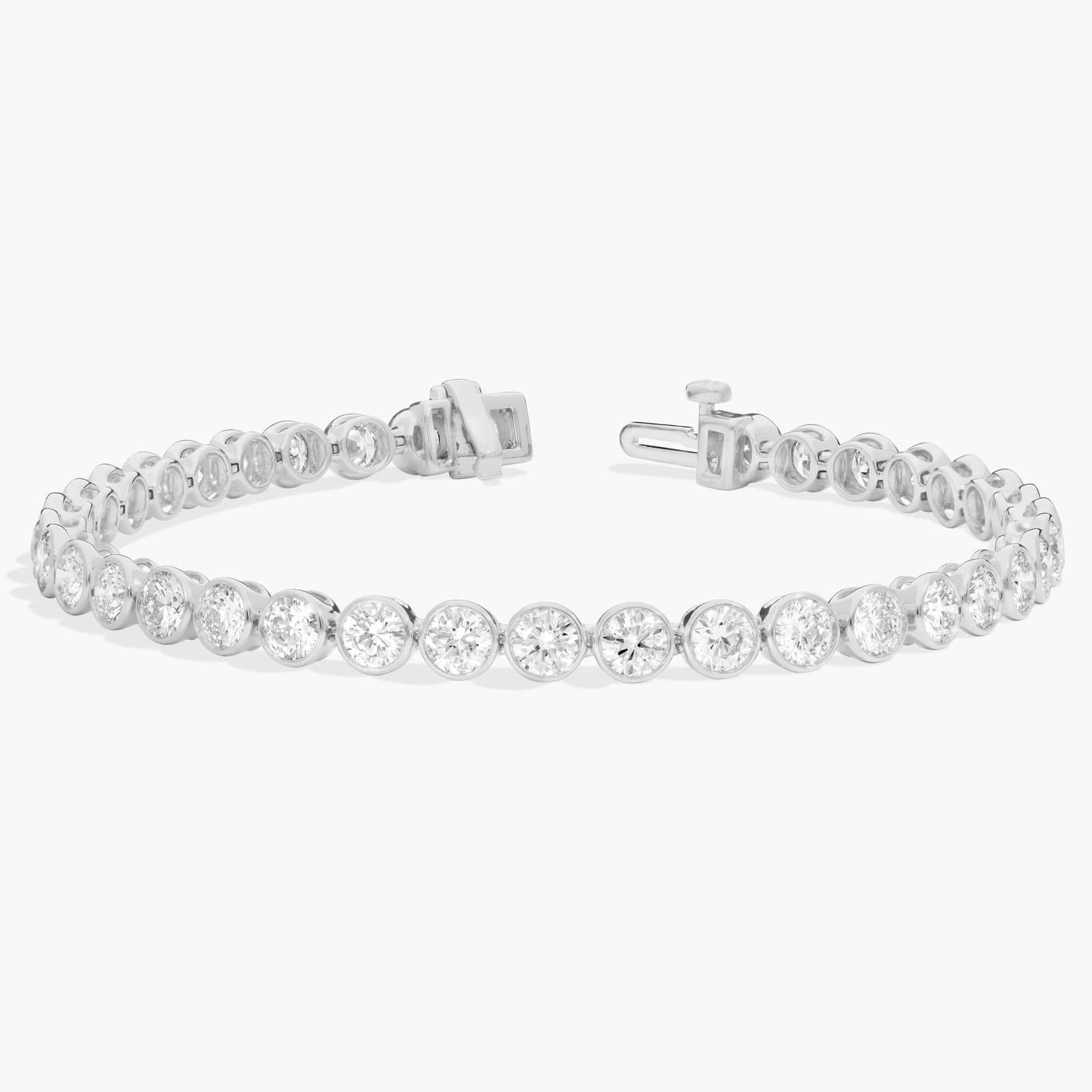 Bezel Tennis Bracelet With 8 CTW Round Diamonds in Platinum