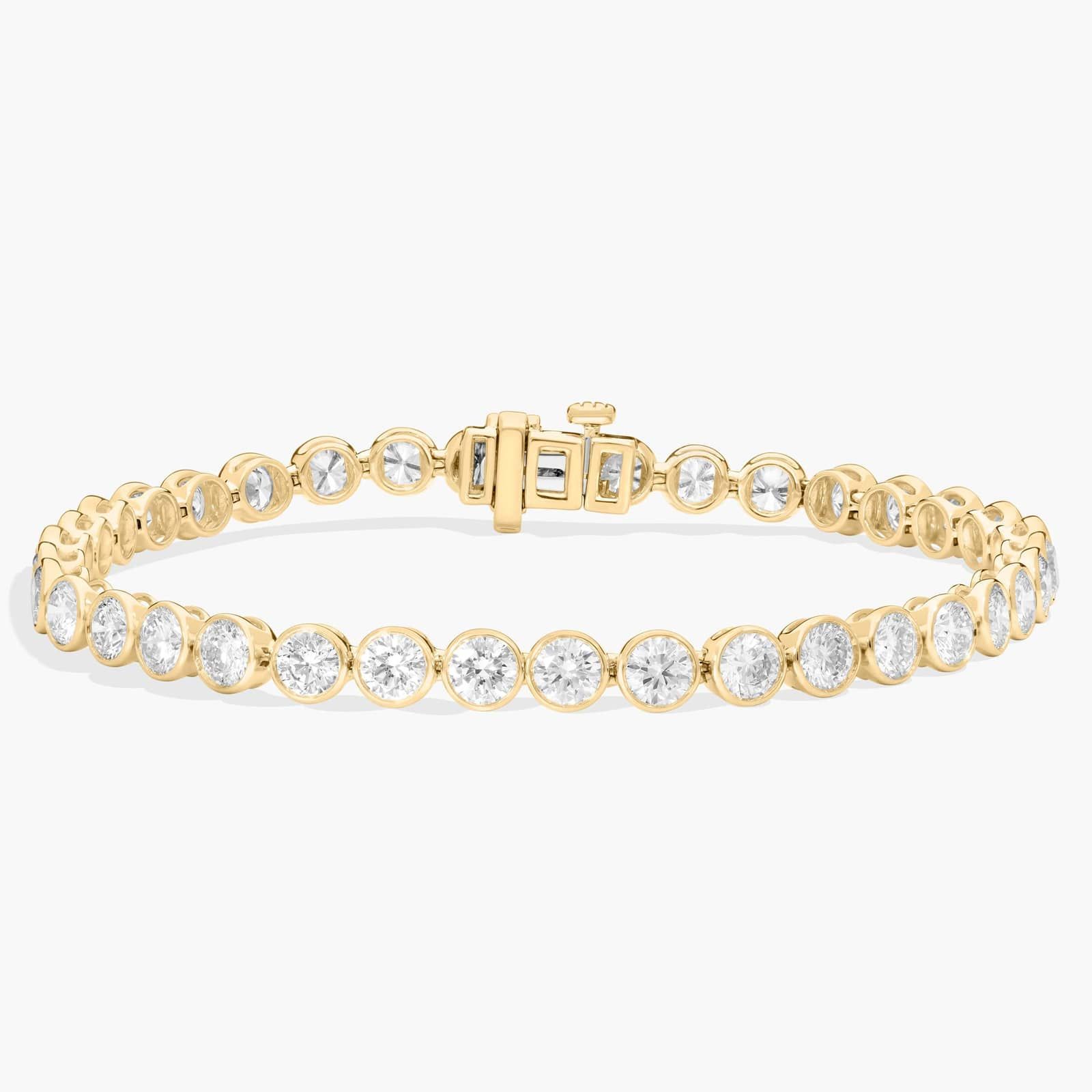 Bezel Tennis Bracelet With 8 CTW Round Lab-Grown Diamonds in 14K Yellow Gold