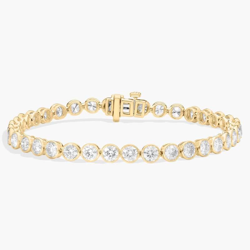 Bezel Tennis Bracelet With 8 CTW Round Diamonds in 14K Yellow Gold