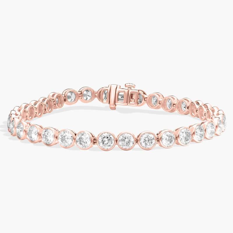 Bezel Tennis Bracelet With 10 CTW Round Diamonds in 14K Rose Gold