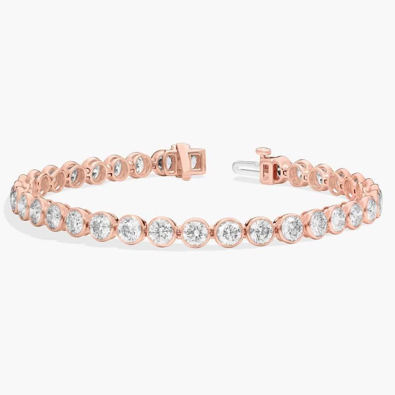 Bezel Tennis Bracelet With 10 CTW Round Diamonds in 14K Rose Gold