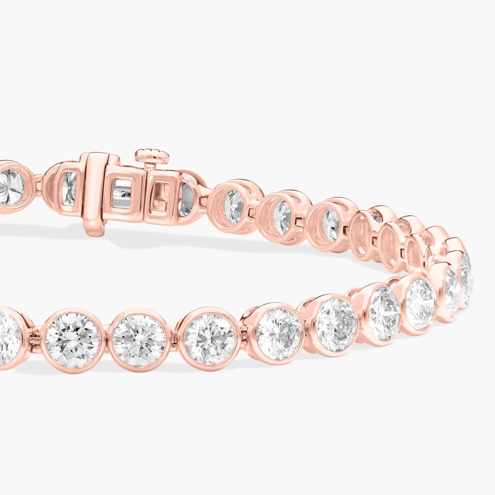 Bezel Tennis Bracelet With 10 CTW Round Diamonds in 14K Rose Gold